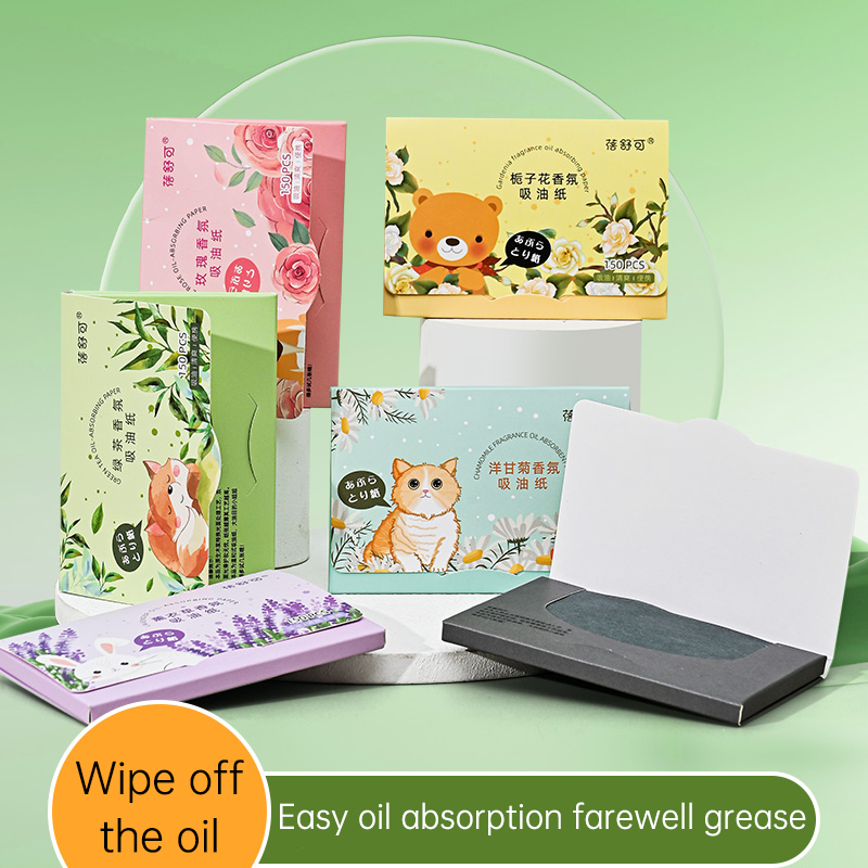 100pcs/150pcs/200pcs Oil Absorbing Paper Surface Flax Green Tea Bamboo ...