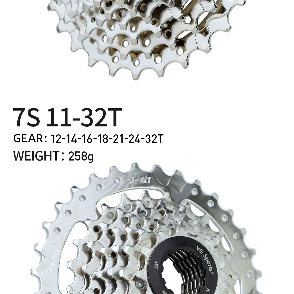 VG Sports 7 Speed Road Bike Cassette 12-28T 12-32T Silver Color Bicycle ...