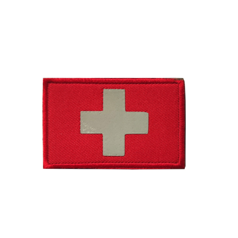 1PCS Reflective Badges Red Cross Embroidery Appliques Hook And Loop ...
