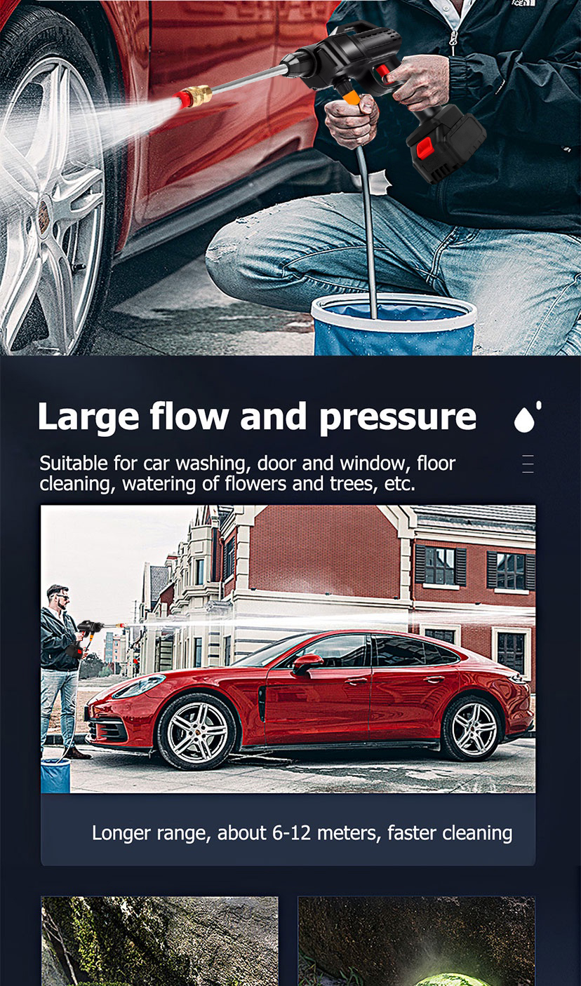 MIDOO Wireless Portable Car Wash Set Rechargeable Pressure Washer Spray ...