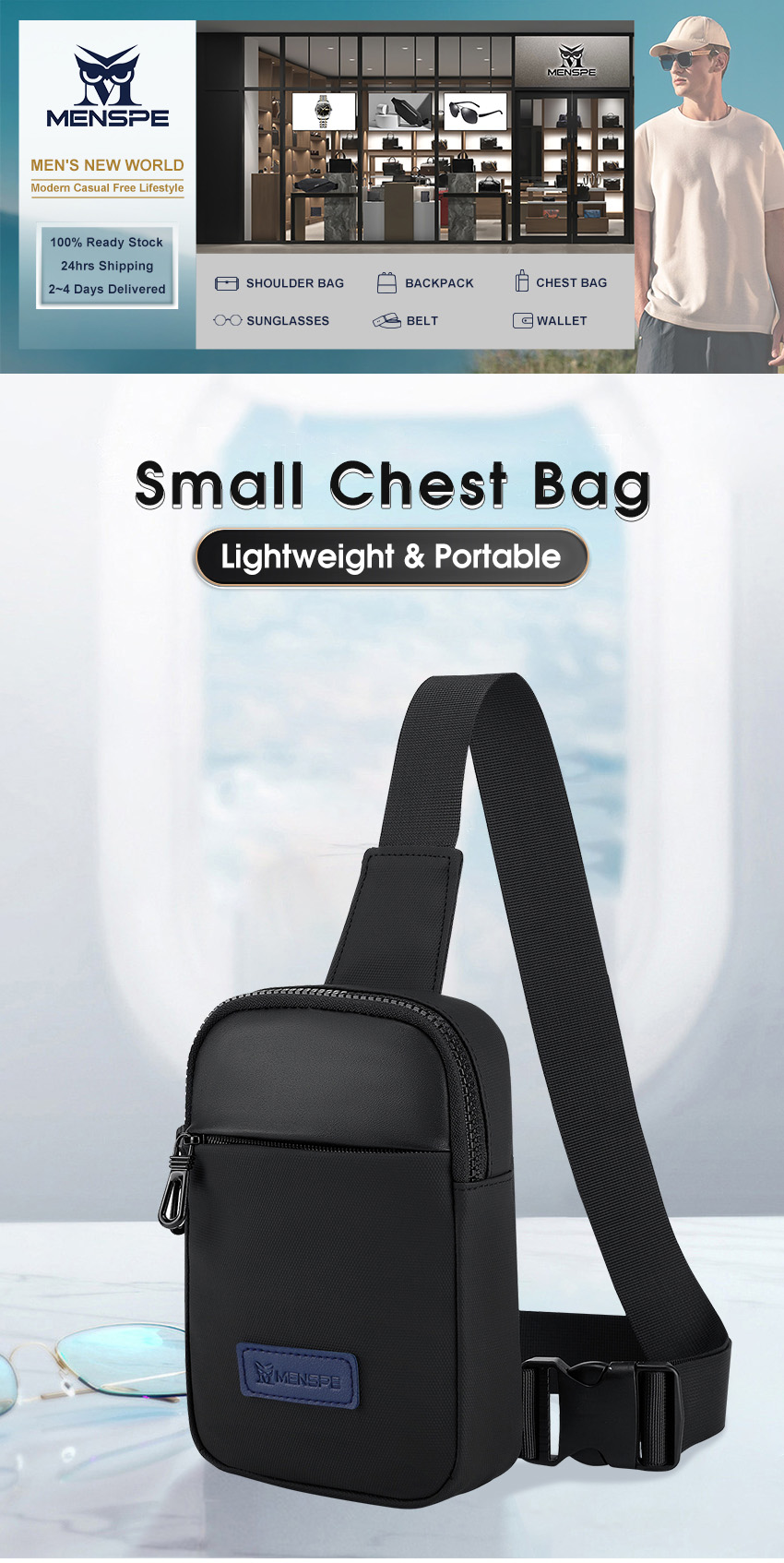 Chest Bag Men Design 2026.MENSPE Men Chest Bag Stylish Crossbody Beg Waterproof Sling Bag Fashion ...