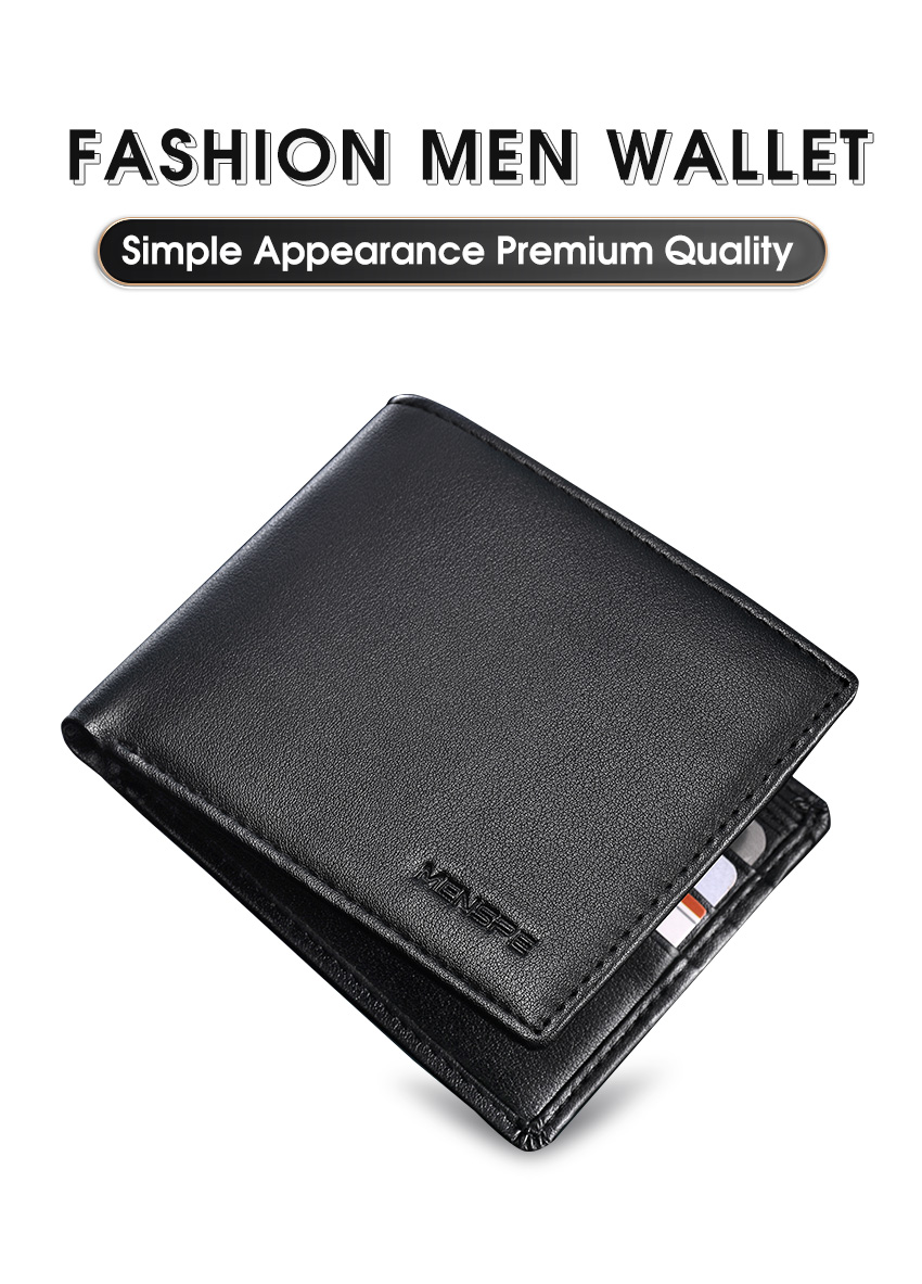 MENSPE Black Wallet Wallet for Men Leather Solid Luxury Wallet Coin