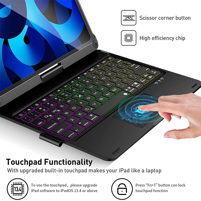 Touchpad Keyboard Case For iPad 7th 8th 9th gen 10th 11th generation 11 ...