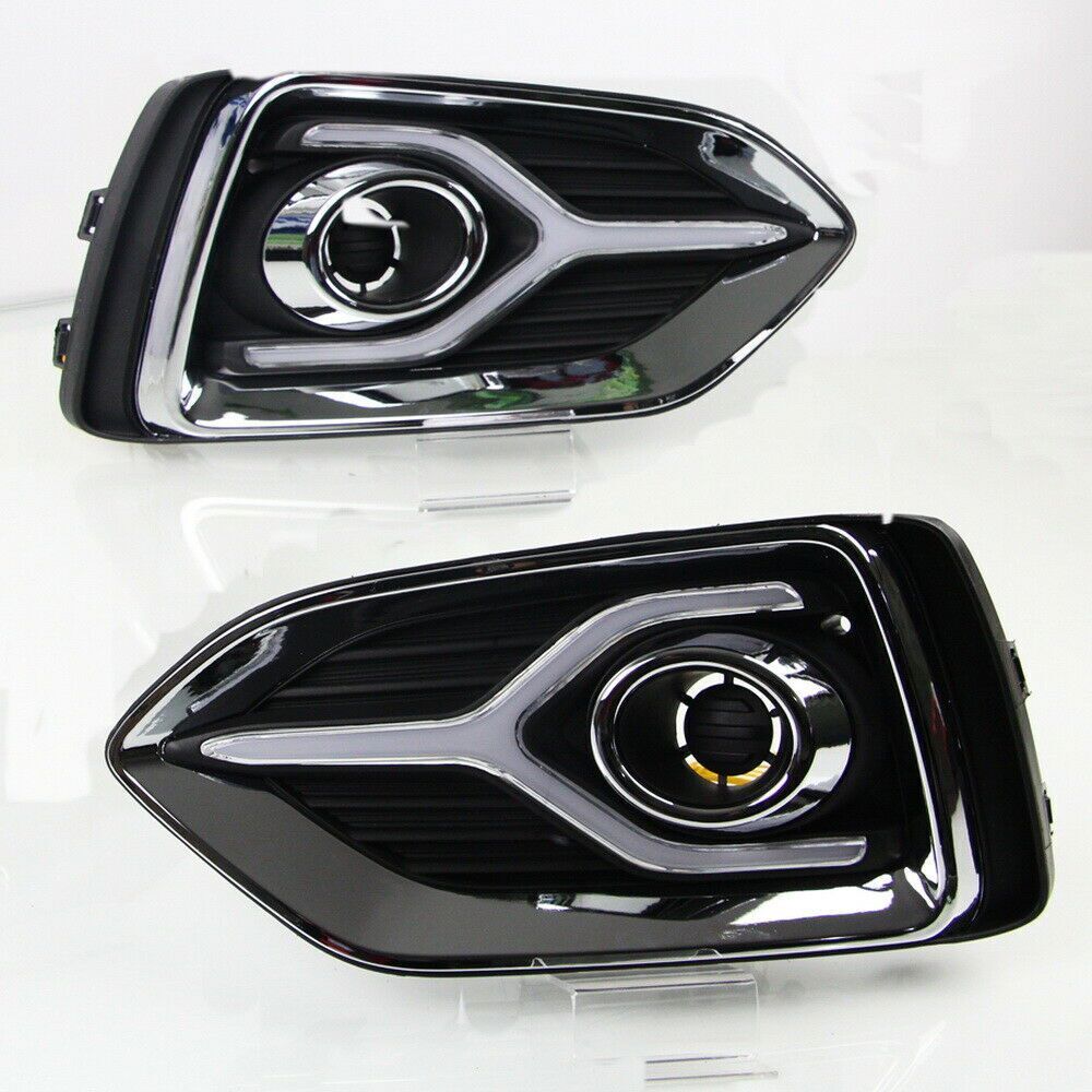 hlxg LED DRL Fog lights For Hyundai Accent 2012 2013 Daytime Running Light With Yellow Turn