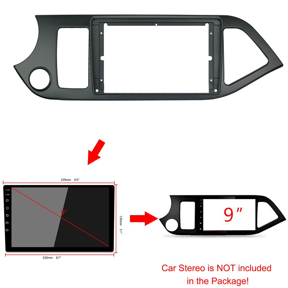 Car Stereo 2din 9 inch android head unit dash mounting kit stereo panel ...