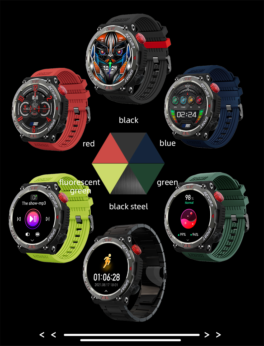 LOKMAT ZEUS 5 Pro Outdoor Sports Smartwatch Compass LED Lighter Health ...