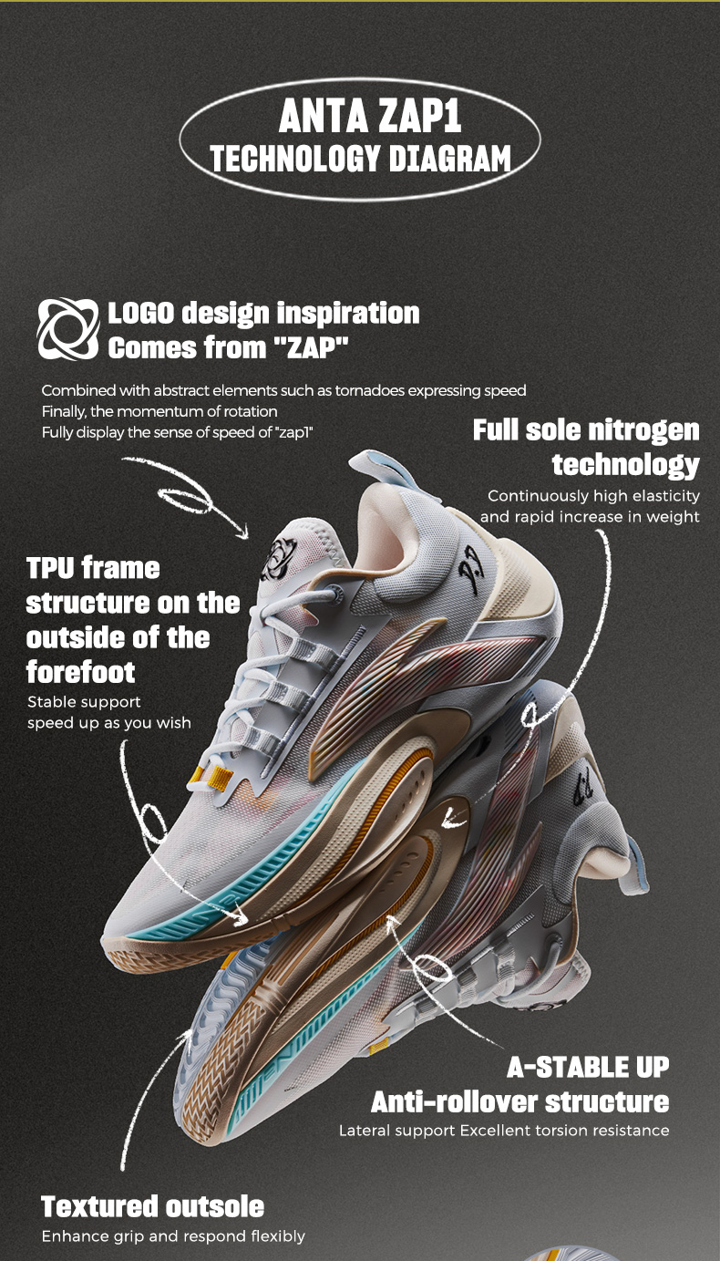 ANTA Men Zap 1 Donte Divincenzo Basketball Shoes Nitrogen Technology ...