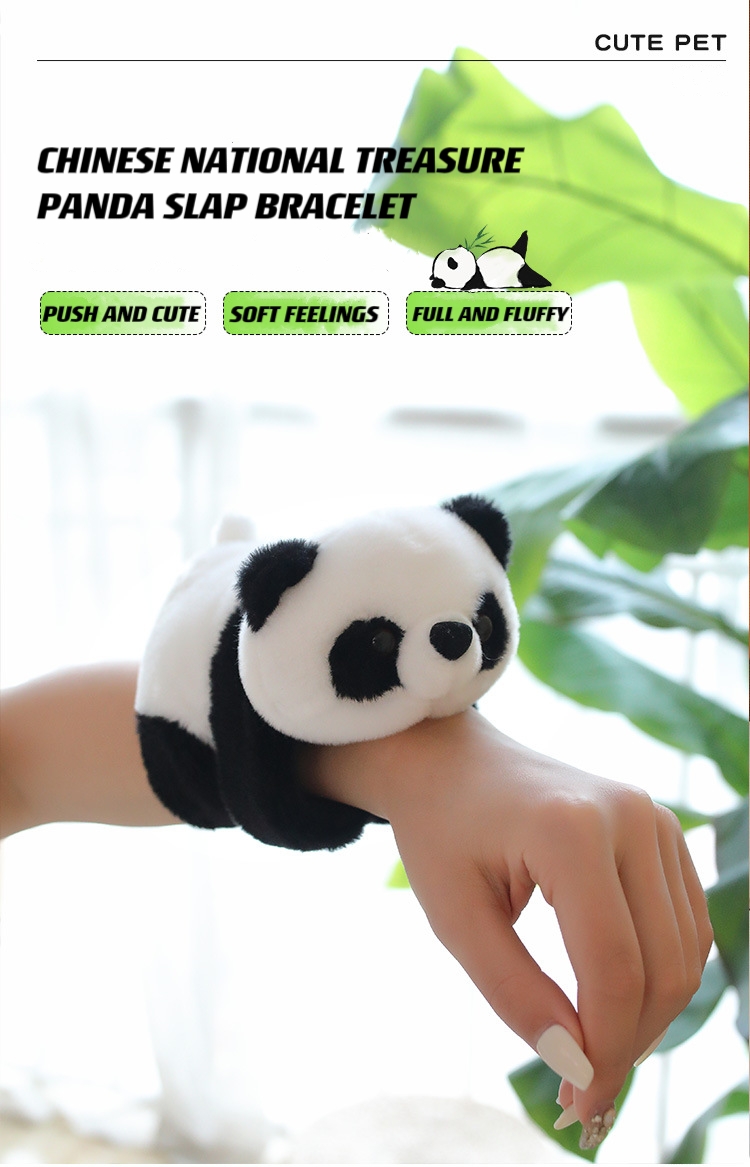 Panda Slap Bracelet Animal Plush Toy Soft Stuffed Cute Doll Plushie ...