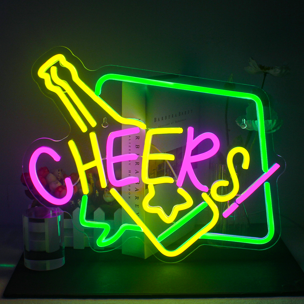 Cheers Neon Sign Bar Sign Colorful Led Beers Live Music Have Nice Day ...