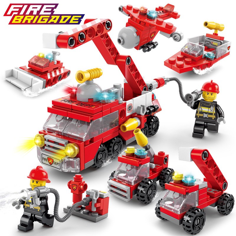 【ELK】Fire truck Building Blocks 6 IN 1 tank Series Puzzle building ...