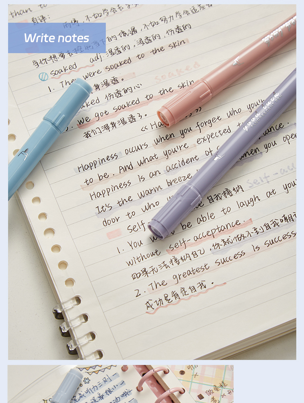 4PCS Gradient Color Highlighter Double Tips High-value color key mark ...