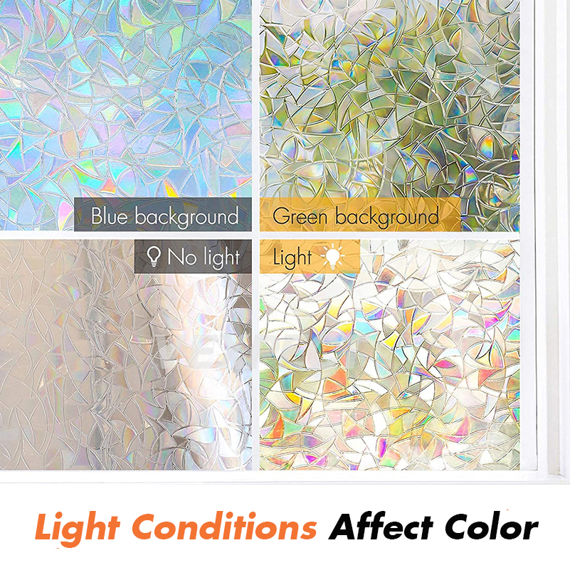 Upgrade Window Film Sticker 3D Rainbow Window Sticker Removable Non