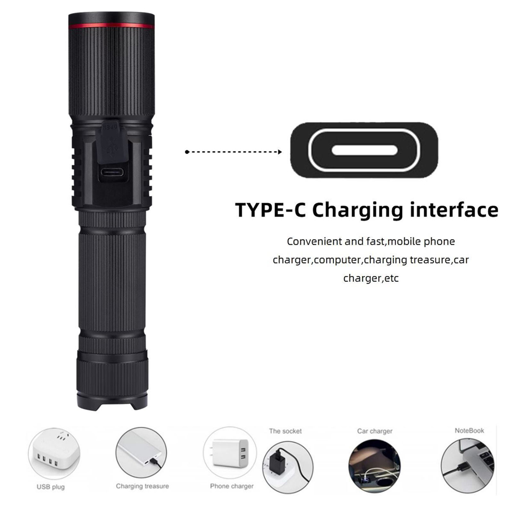Alonefire SV96 20W Zoom Round Beam Light LED High Power Flashlight USB ...