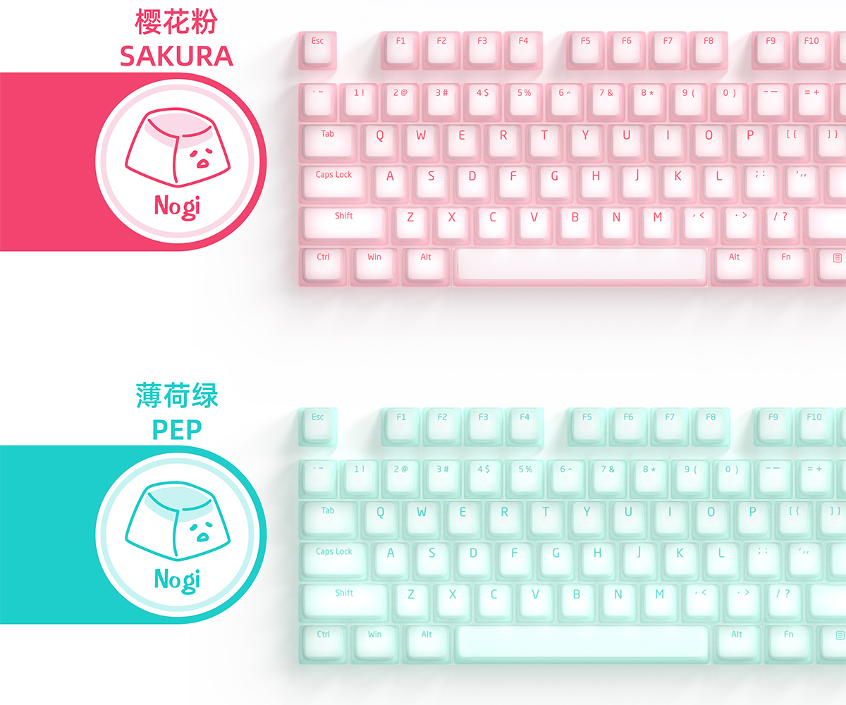 -LW- CIY NOGI Silicone Keycap Pudding Jelly Keycap Skin Friendly Double ...