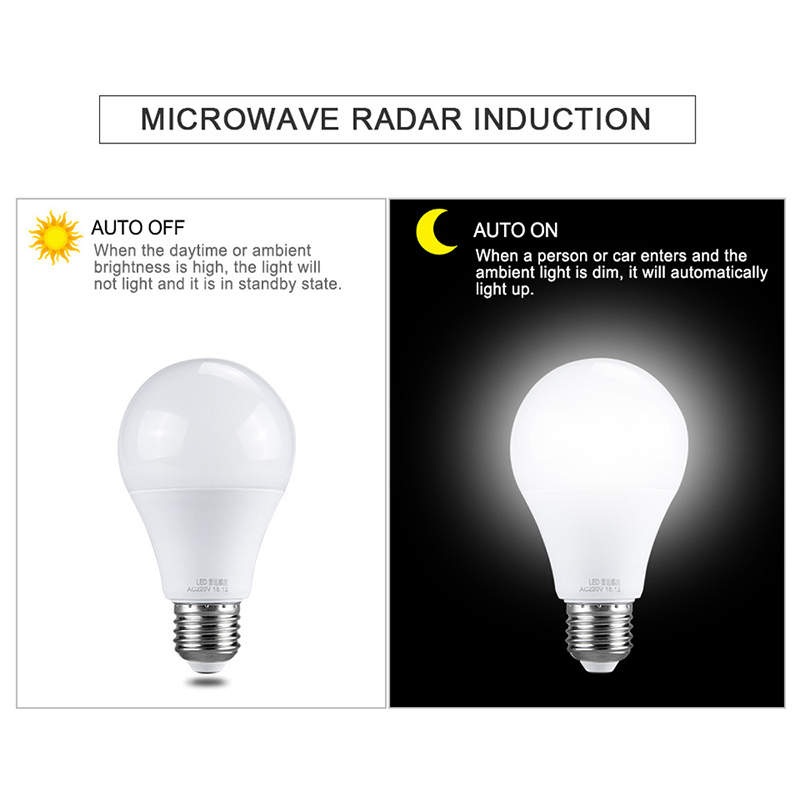 LED Sensor Bulb E27 5W 9W 12W Dusk To Dawn Smart Lamp Bulb AC85V-265V ...