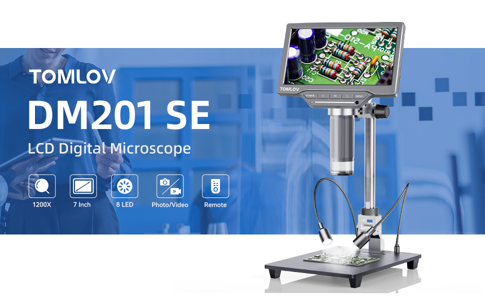 DM201 SE 7'' 1200X LCD Digital Microscope 12MP Coin Microscope with ...