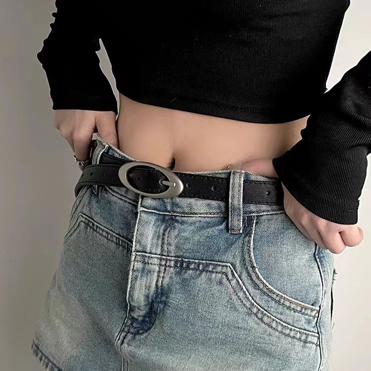 Korean ellipse alloy needle buckle belt ladies denim trousers belt ...