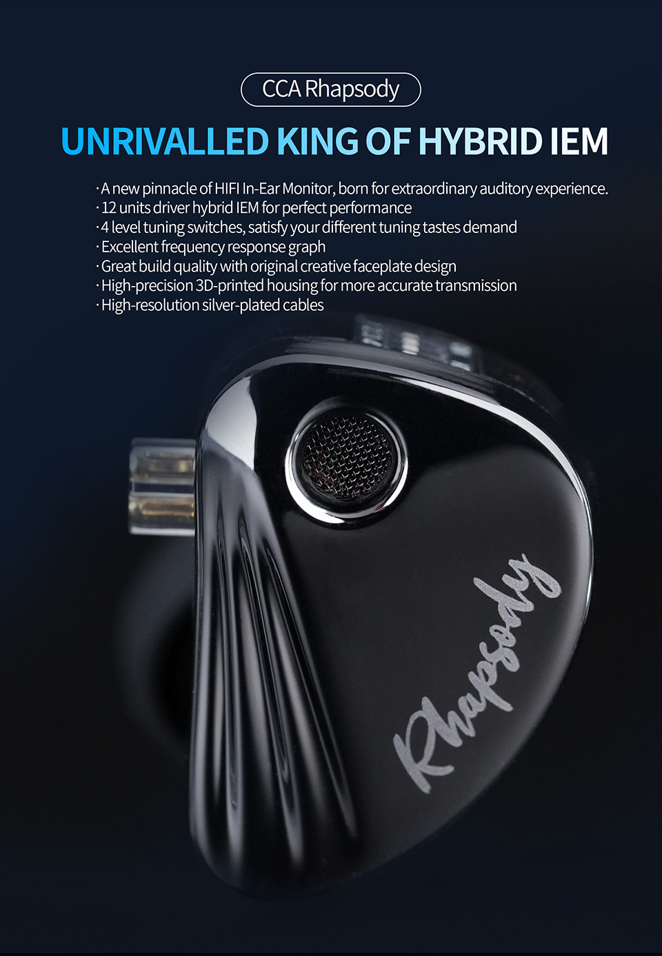 CCA Rhapsody 12 unit In-ear Headphones metal materials 4 stage switch ...