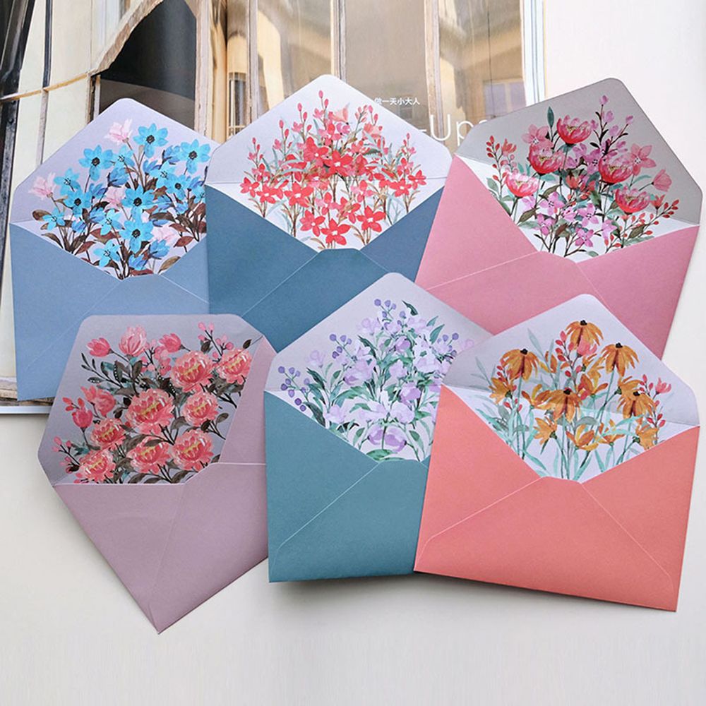 CHOOKEY 6PCS/Set Gift Floral Pattern Paper Party Wedding Love Note ...