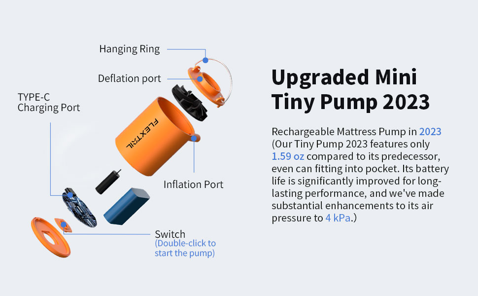 FLEXTAIL Tiny Pump X 2024 Outdoor Ultralight Air Pump Portable Camping