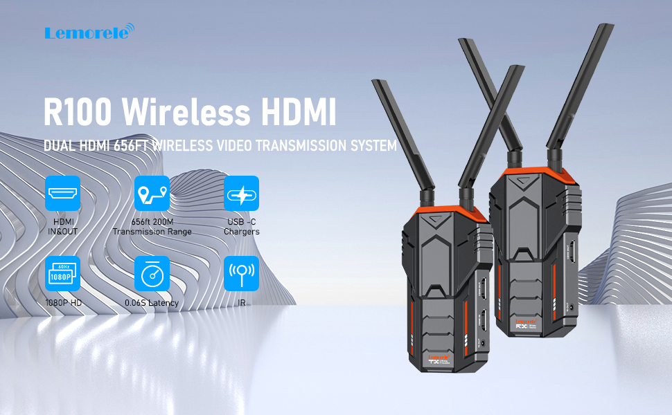 Lemorele R100 Wireless Transmission and Receiver Low Latency HDMI ...