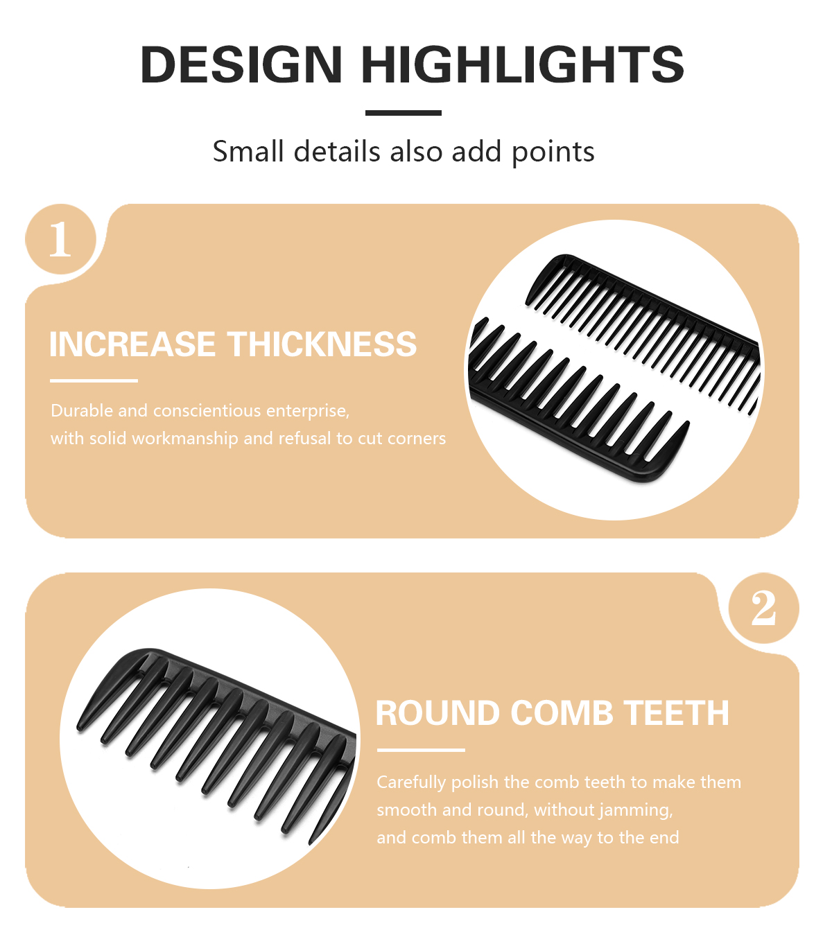 3-piece Set Pointed Tail Comb Hairdressing Big Tooth Comb Plate Hair ...