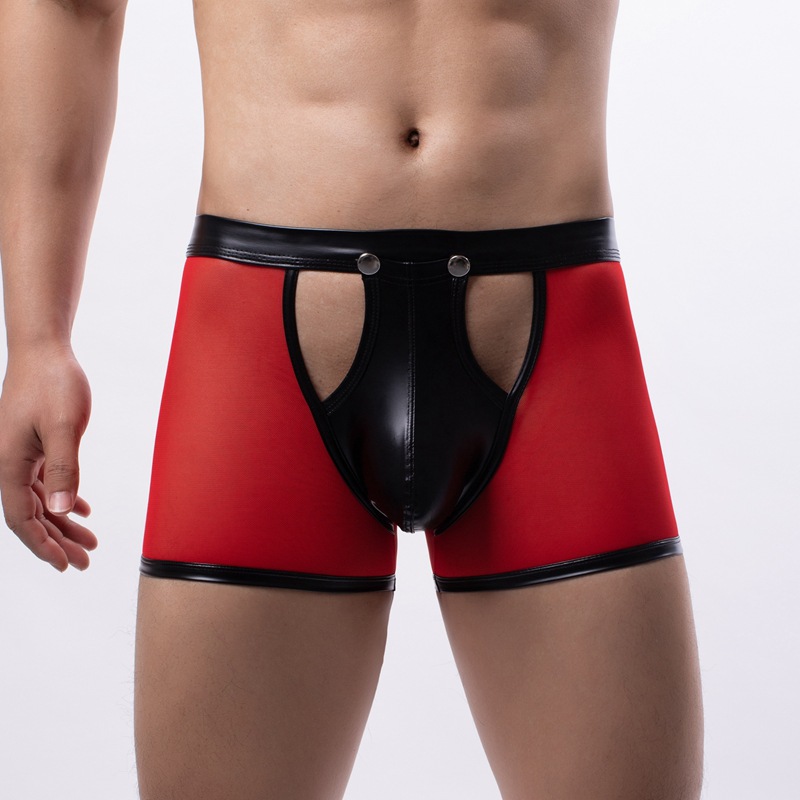 Man Mesh Boxer Shorts Press Button with Bulge Pouch Men Lingerie Shorts ...