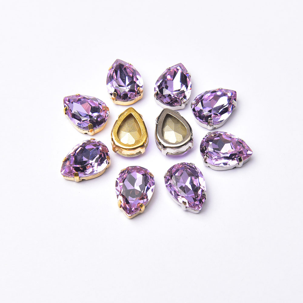 5Pcs Gold and Silver Claw Setting Teardrop Crystal Buttons Sew on ...