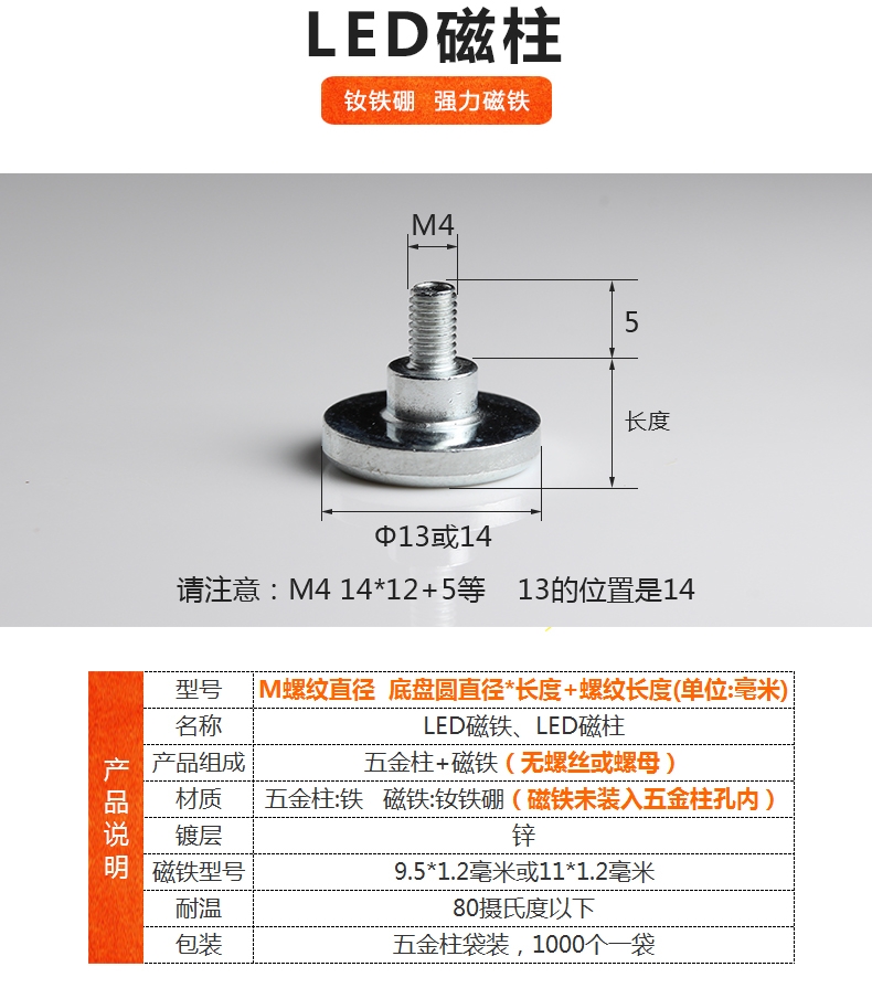 M4 External Threaded Powerful Magnet LED Full Outdoor Module Sky Screen ...