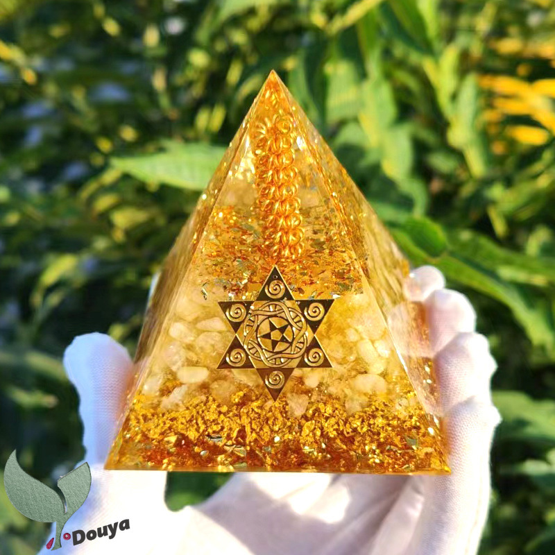Citrine Orgonite Pyramid with Six Pointed Star,Orgone Pyramid for ...