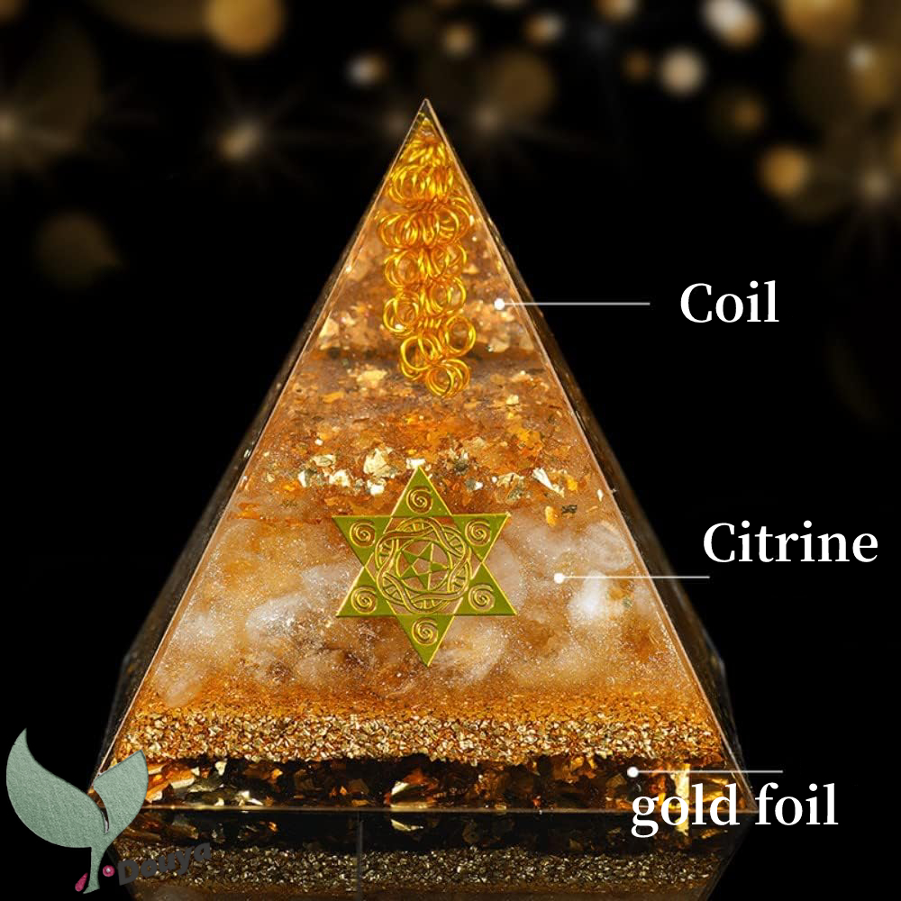 Citrine Orgonite Pyramid with Six Pointed Star,Orgone Pyramid for ...