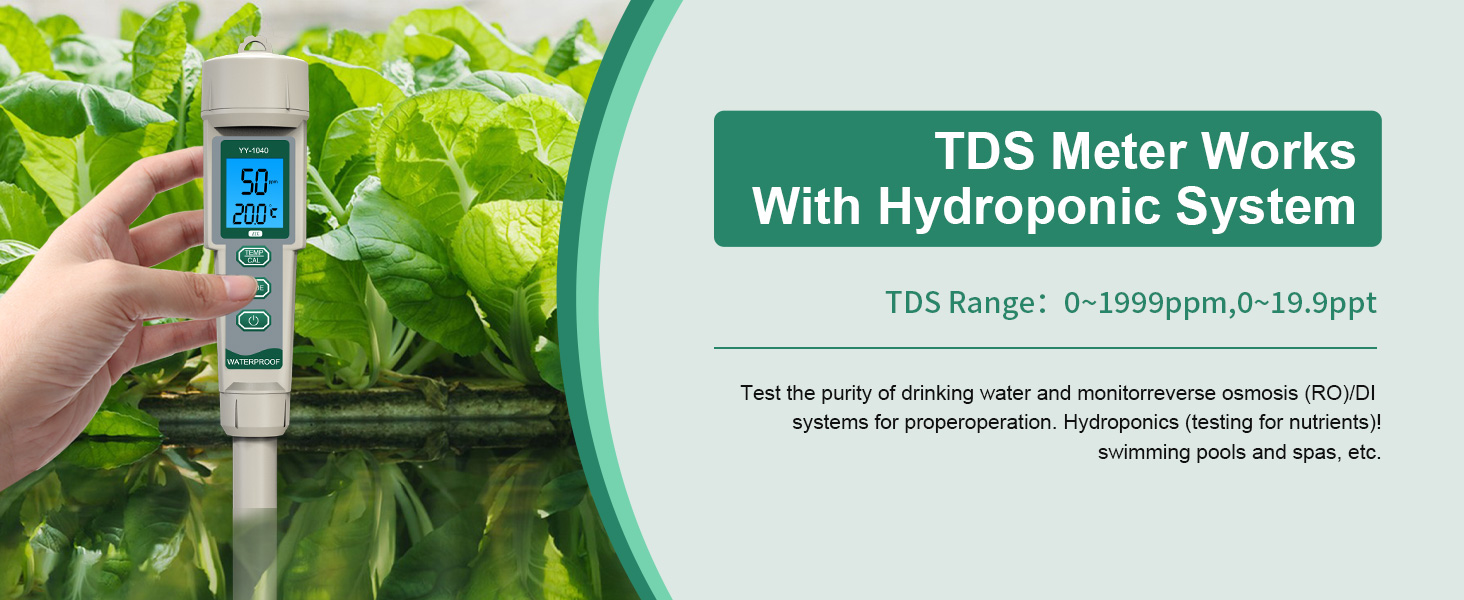 PPM Meter hydroponics, 4 in-1 EC TDS Temp pH Tester for Water ...