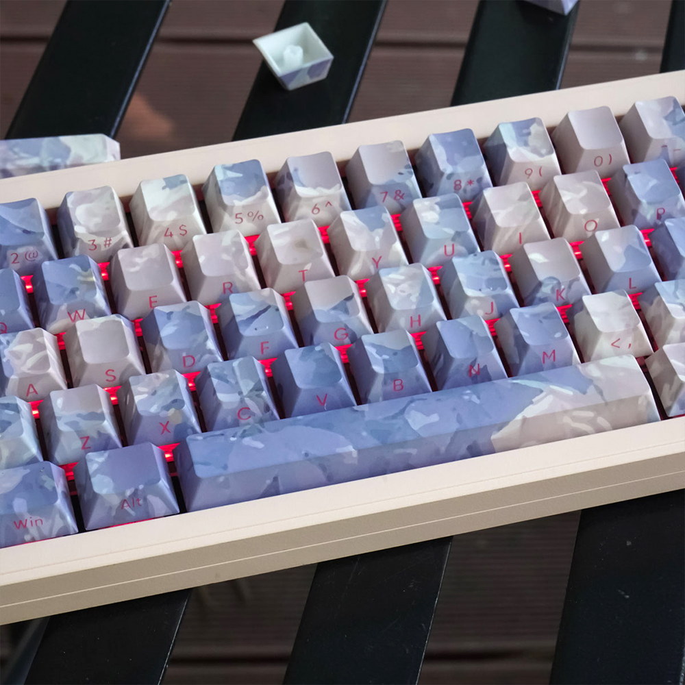 Five-Sided Sublimation Lateral Carving Keycaps 129Keys/Set PBT Cherry ...