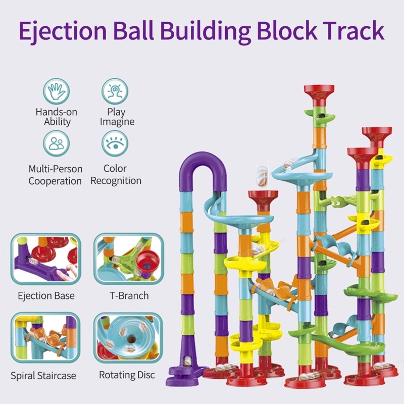 KIDS ZONE 50/113pcs DIY Construction Marble Run Race Maze Balls Track ...