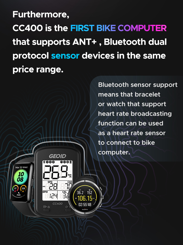 GEOID CC400 Bike speedometer wireless water proof IPX6 Rechargeable ...