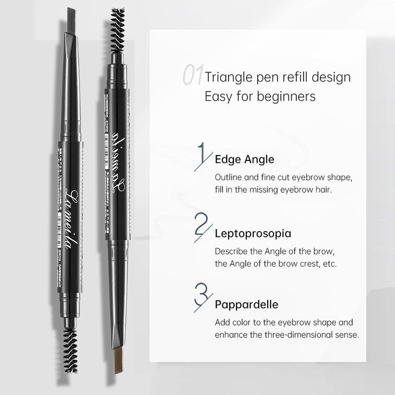 5 Colors Double Head Eyebrow Pencil EyeBrow with Brush Long Lasting ...