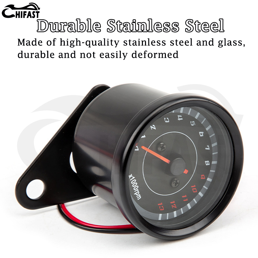 HIFAST 12V Universal Motorcycle RPM Gauge LED Tachometer Tacho Gauge ...