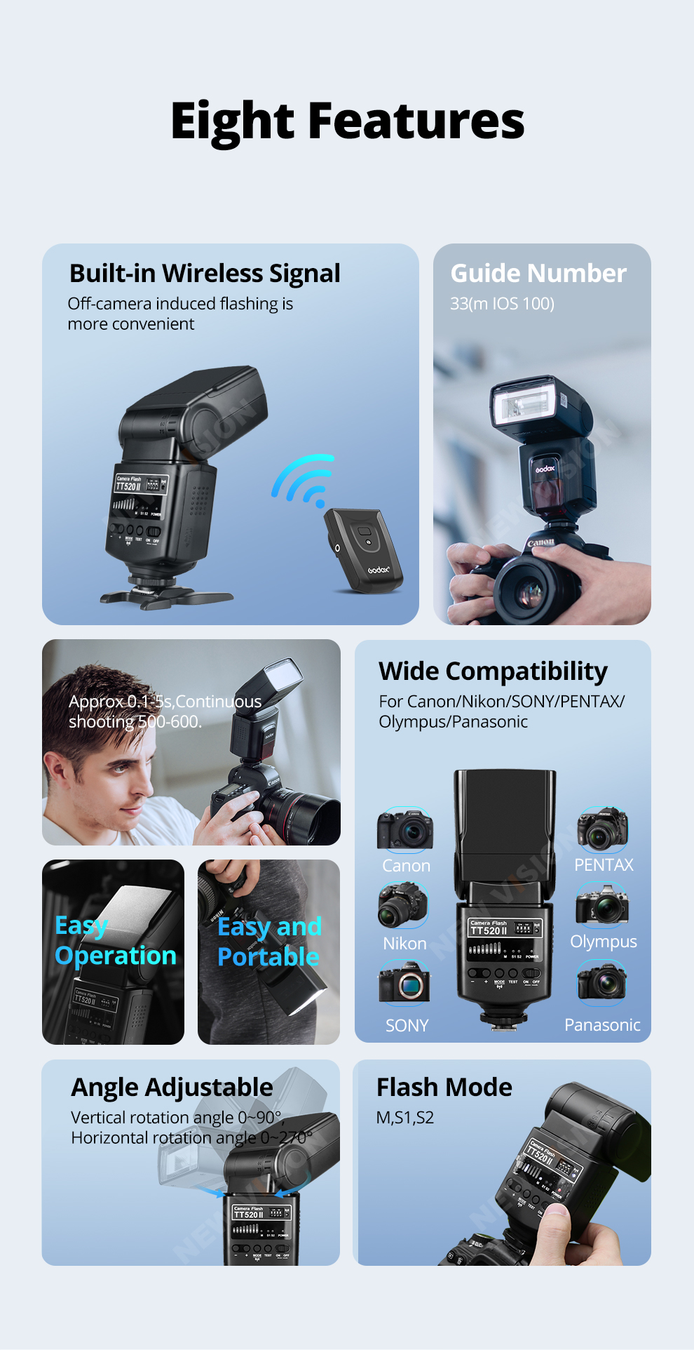 Godox TT520 II Flash TT520II with Build-in 433MHz Wireless Signal ...