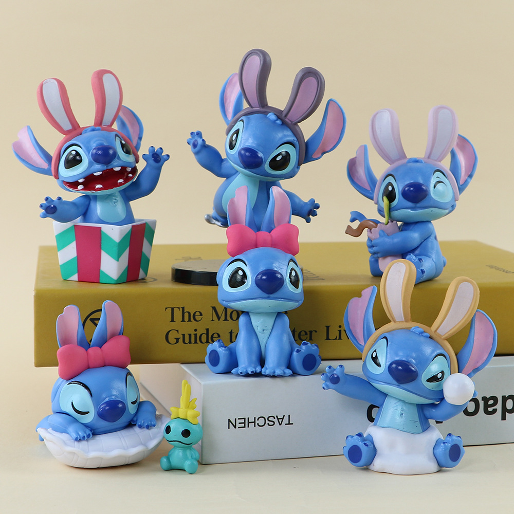 6Pcs/Set Disney Anime Cartoon Lilo & Stitch Figure Stitch Scrump Ugly ...