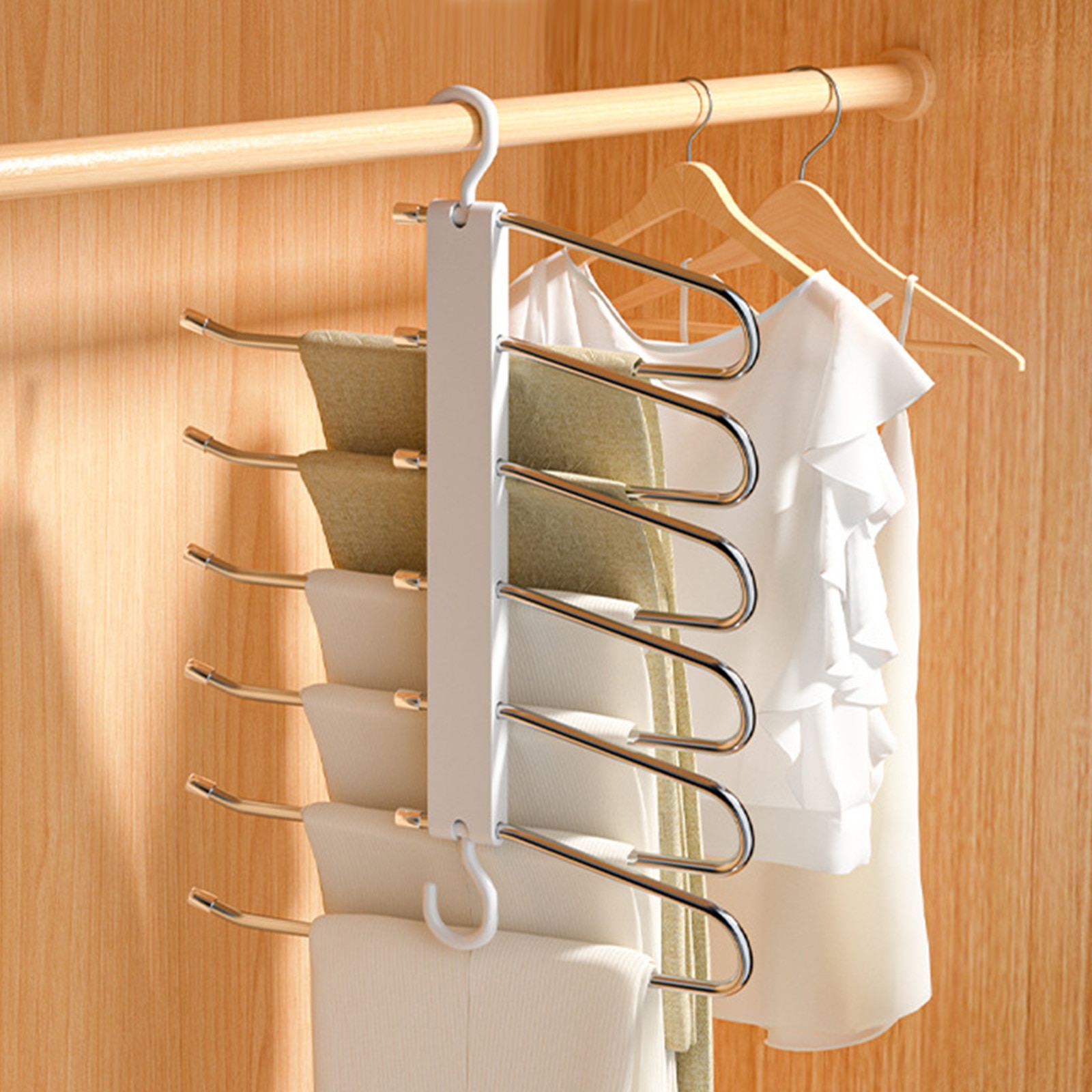 Stylish Multifunctional Pants Rack Hanger Adjustable Pants Rack Towel ...