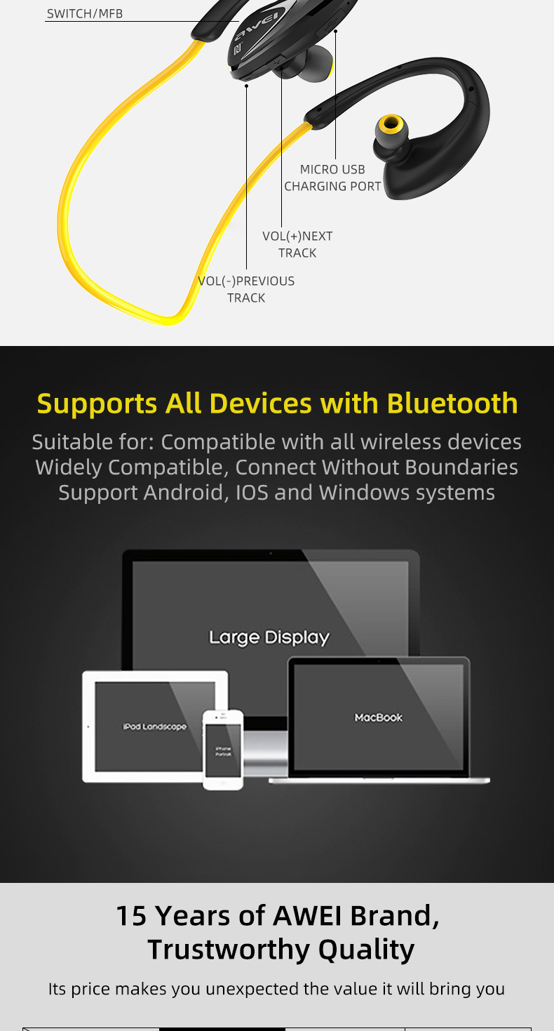 Awei Switch Wireless Earphones Awei T75 Wireless Bluetooth Gaming