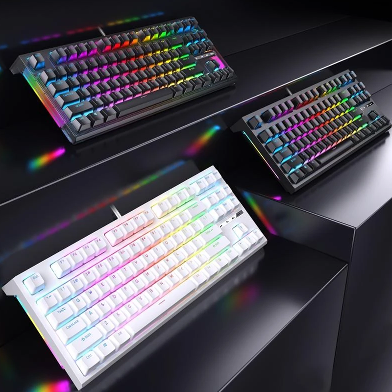 R87 Wired Mechanical Keyboard 87 Key RGB Backlit Hot-swappable Gamer ...