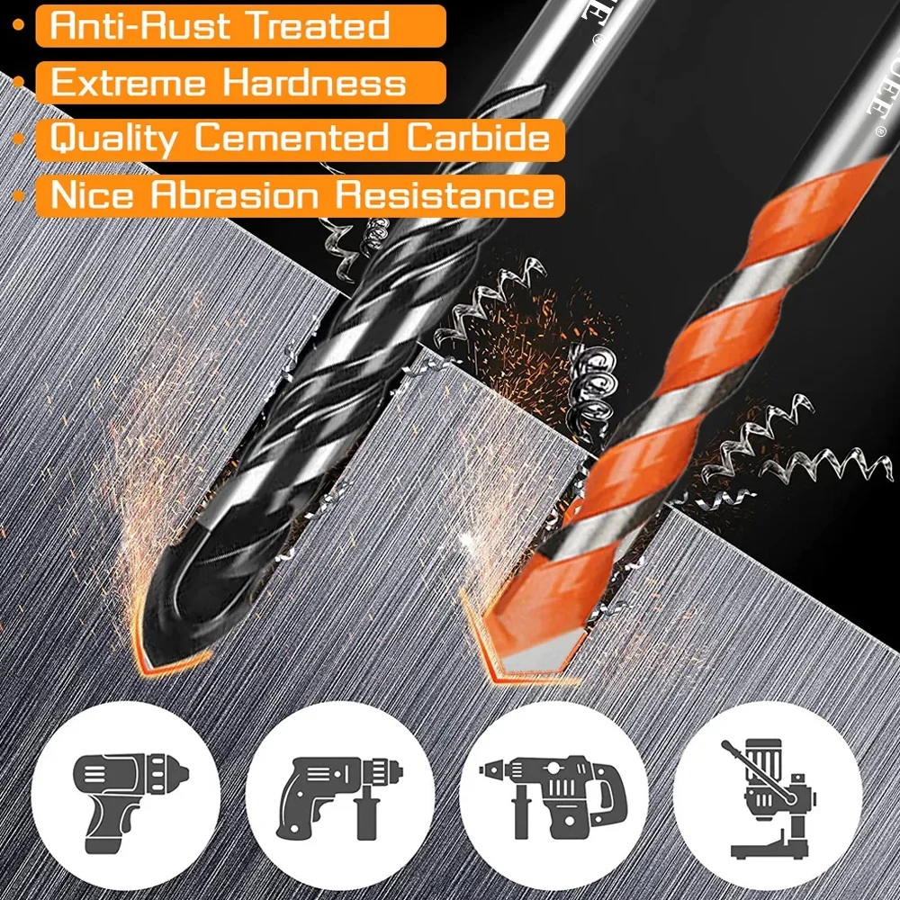 3-12mm Multifunctional Triangle Drill Bit Diamond Drill Set Ceramic ...