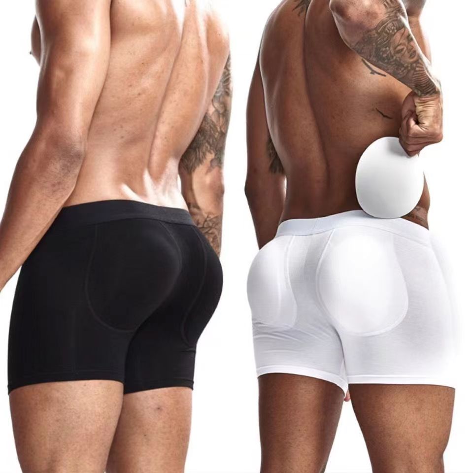 COD】New Men'S Hip-Lift Boxer Briefs With Removable Pad