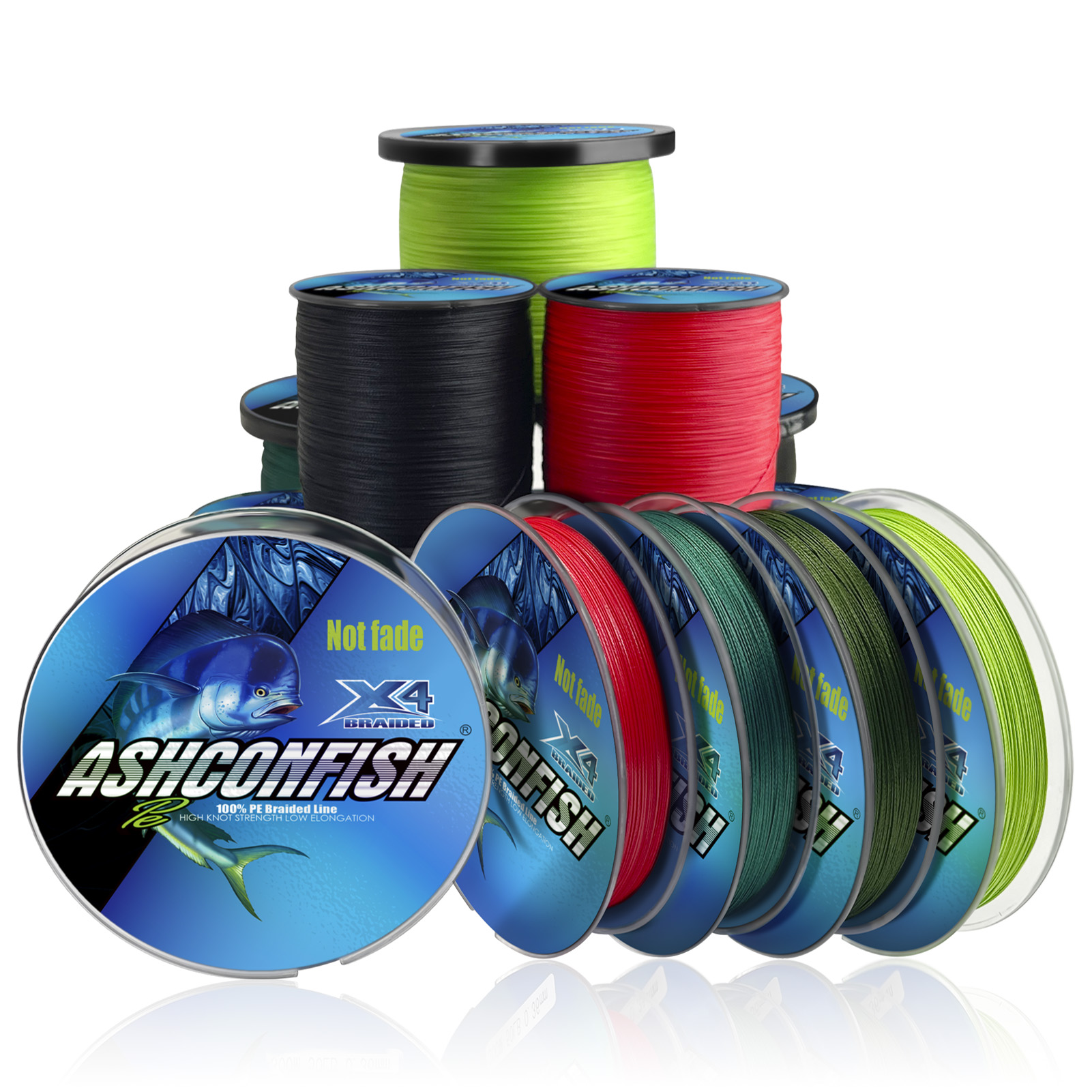 Ashconfish Lenza Intrecciata 4 Capi, Super Resistente, 1000m, Zero Stretch, Diametro Sottile, Multicolore
