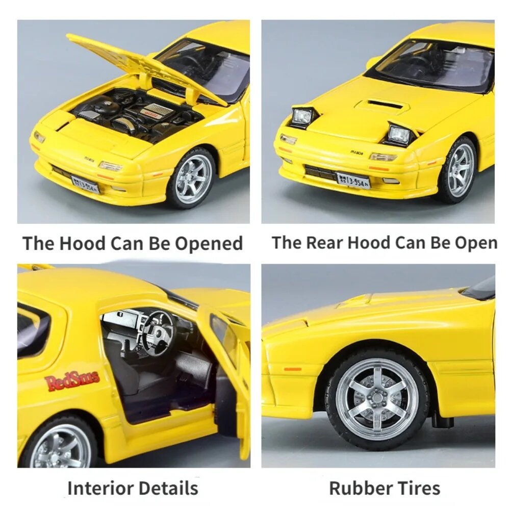 INITIAL D Diecast car 1:32 Mazda RX-7 FC JDM Coupe Car Models Alloy ...