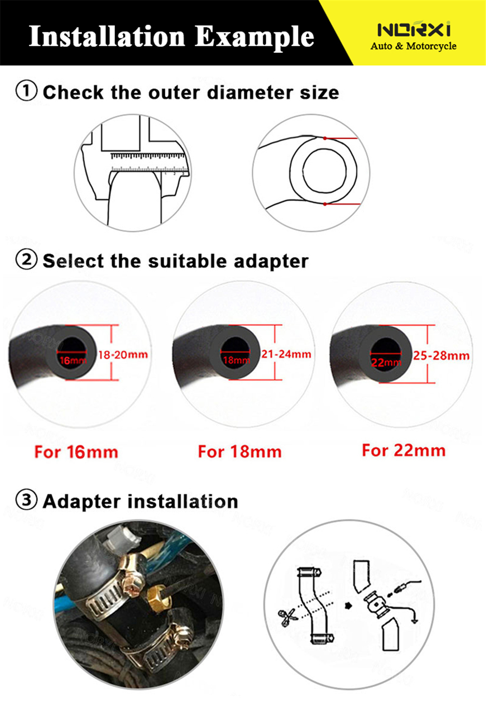 20mm Water Temp Adapter Water Temperature Gauge Sensor 3‑Way