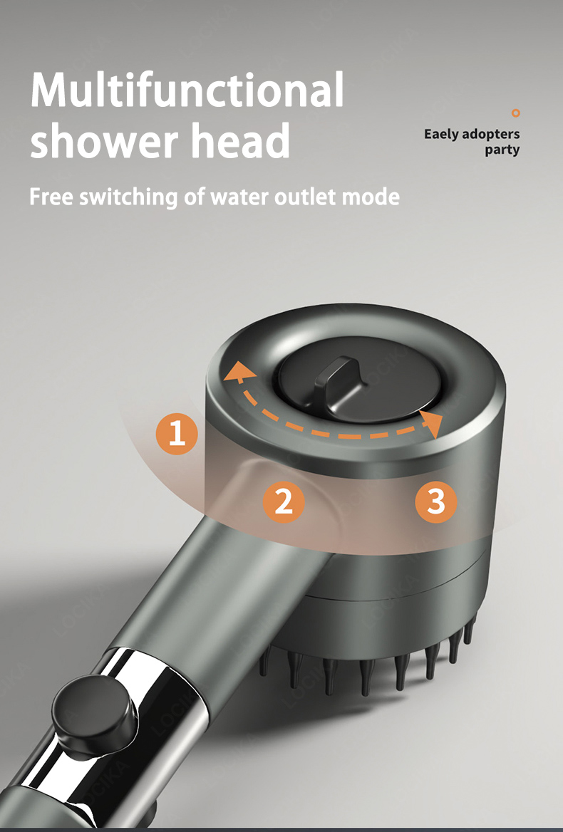 Water Saving Shower Head 3 Modes Adjustable High Pressure Shower One ...