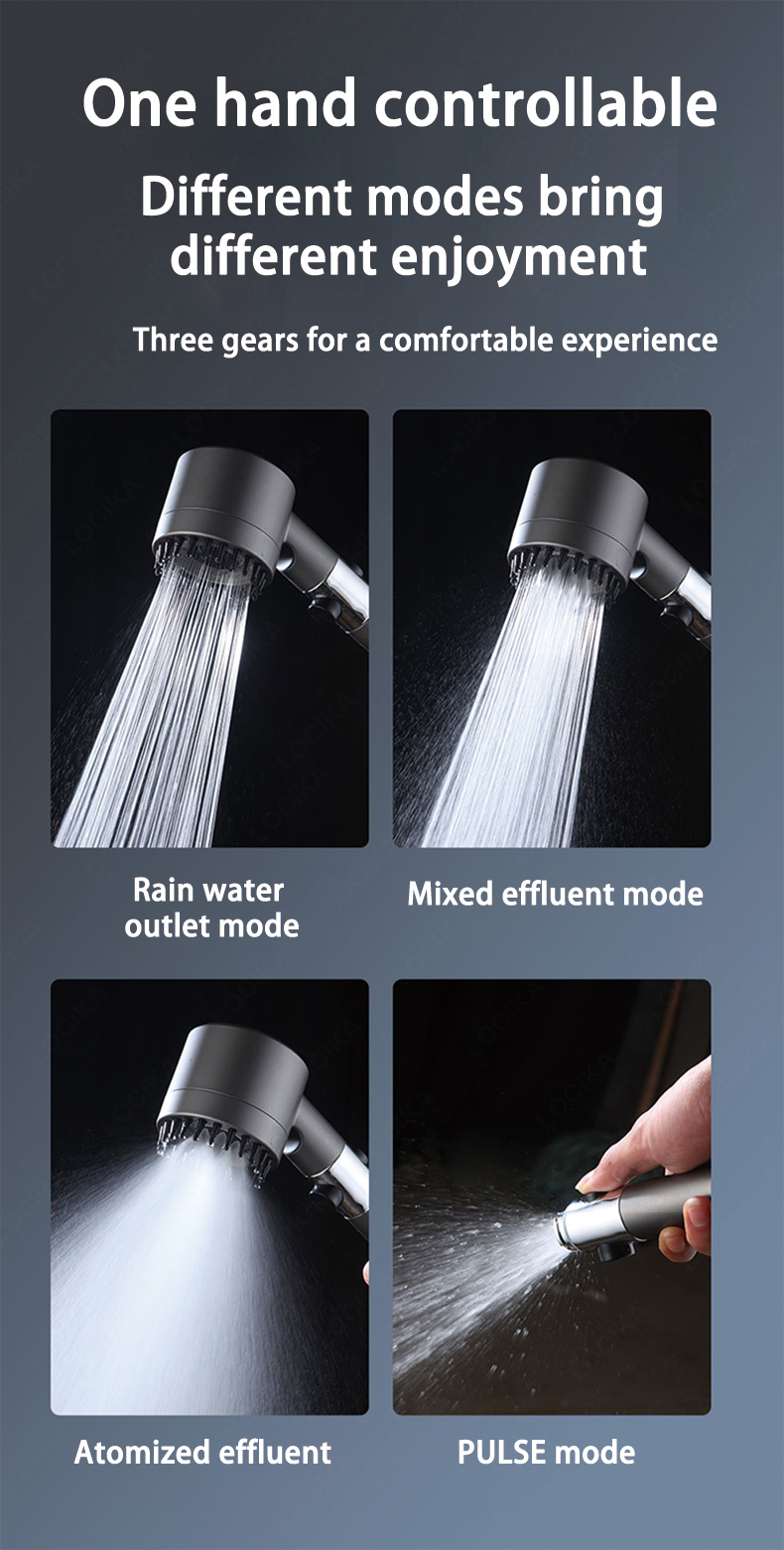 Water Saving Shower Head 3 Modes Adjustable High Pressure Shower One ...
