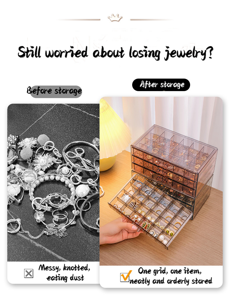 Transparent Jewellery Box Anti Oxidation Earring Storage Large Capacity ...